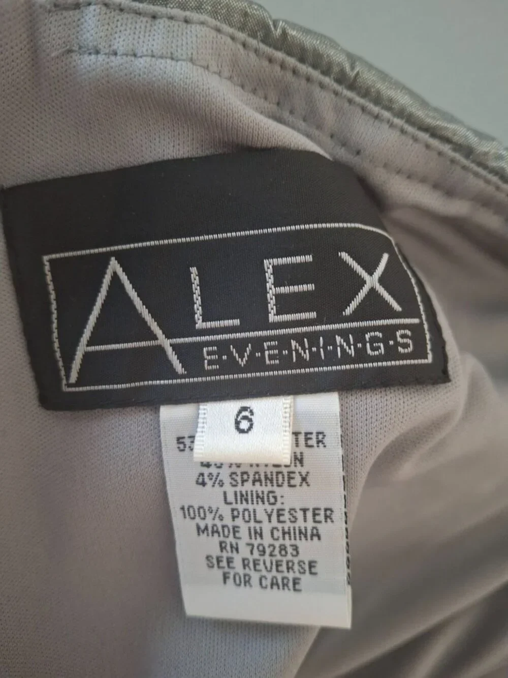 Alex Evenings Gown 8 Silver Gray Ruched Jeweled Maxi Dress Y2K Formal Glam